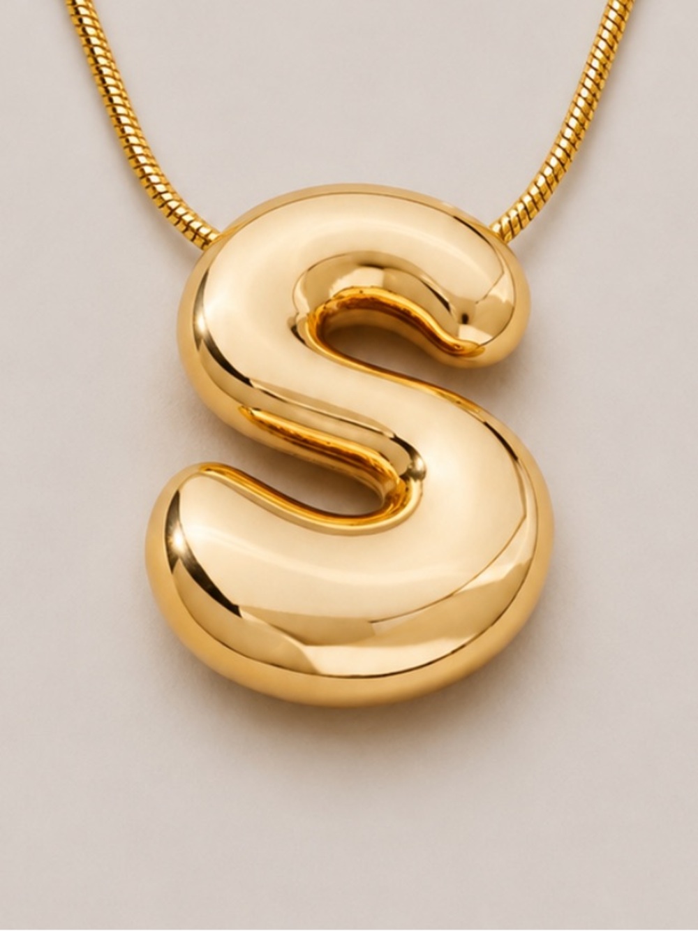 New! Gold Bubble Monogram Initial Letter Necklace NWOT